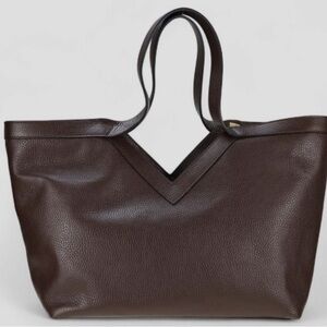 Italian Chocolate Brown Leather Tote Bag NWT